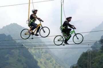Sky cycling and Bunjee Jumping