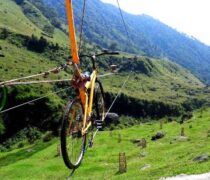 Sky cycling in adventure activity